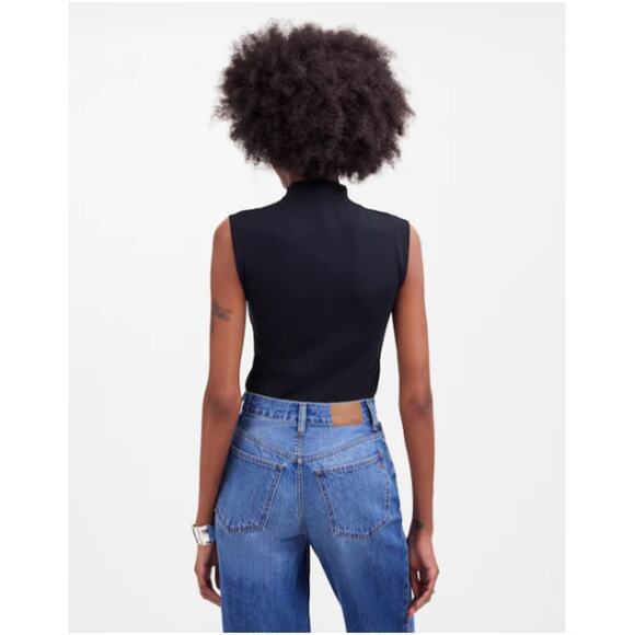 Madewell True Black Funnelneck Cropped Muscle Tee Size XL - Picture 3 of 13